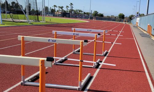 Practicing with your lead or trail legs away from the sharp edges of the hurdles and with enough clearance from the base of the hurdle.